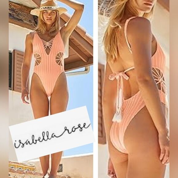 Isabella Rose Champagne Maillot Swimsuit - Picture 1 of 14